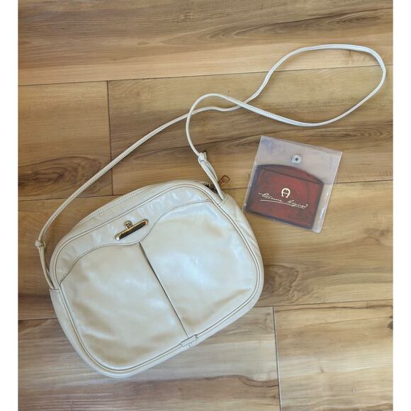 Vintage Y2K Etienne Aigner Mini Shoulder Bag in Ivory with Gold Accents - Picture 1 of 5